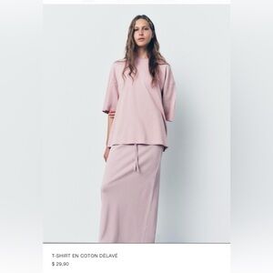 Zara oversized Khaki Tee XS 100% Coton